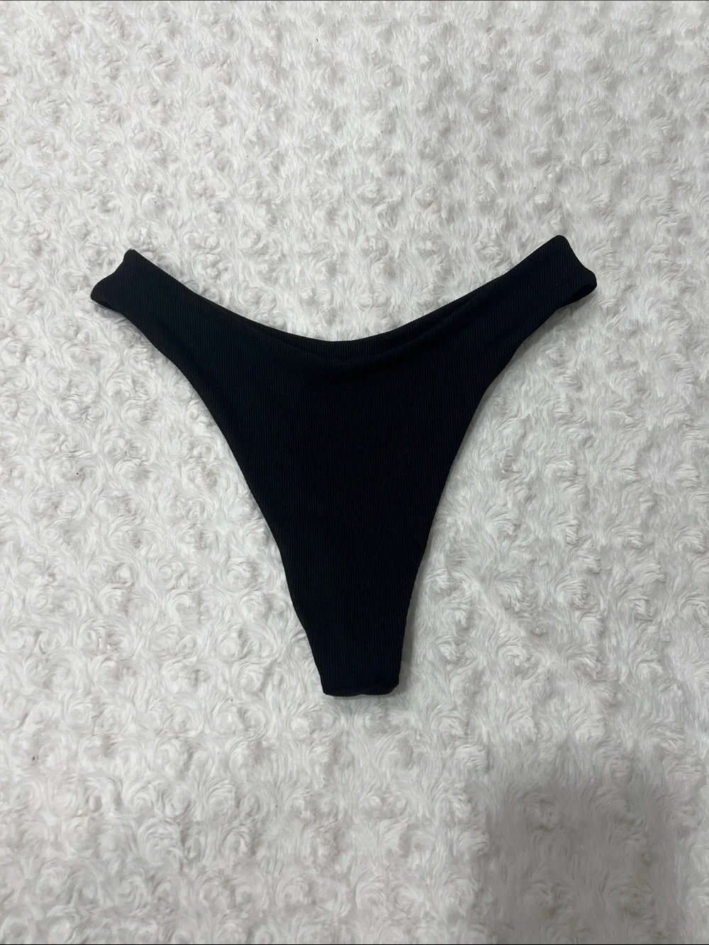 Black Ribbed Bikini Bottoms